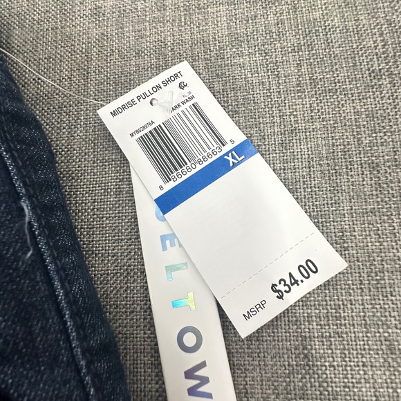 NEW! Tinseltown Booty Mini Shorts XL Fringe Blue Jean Drawstring Elastic waist - Picture 3 of 11